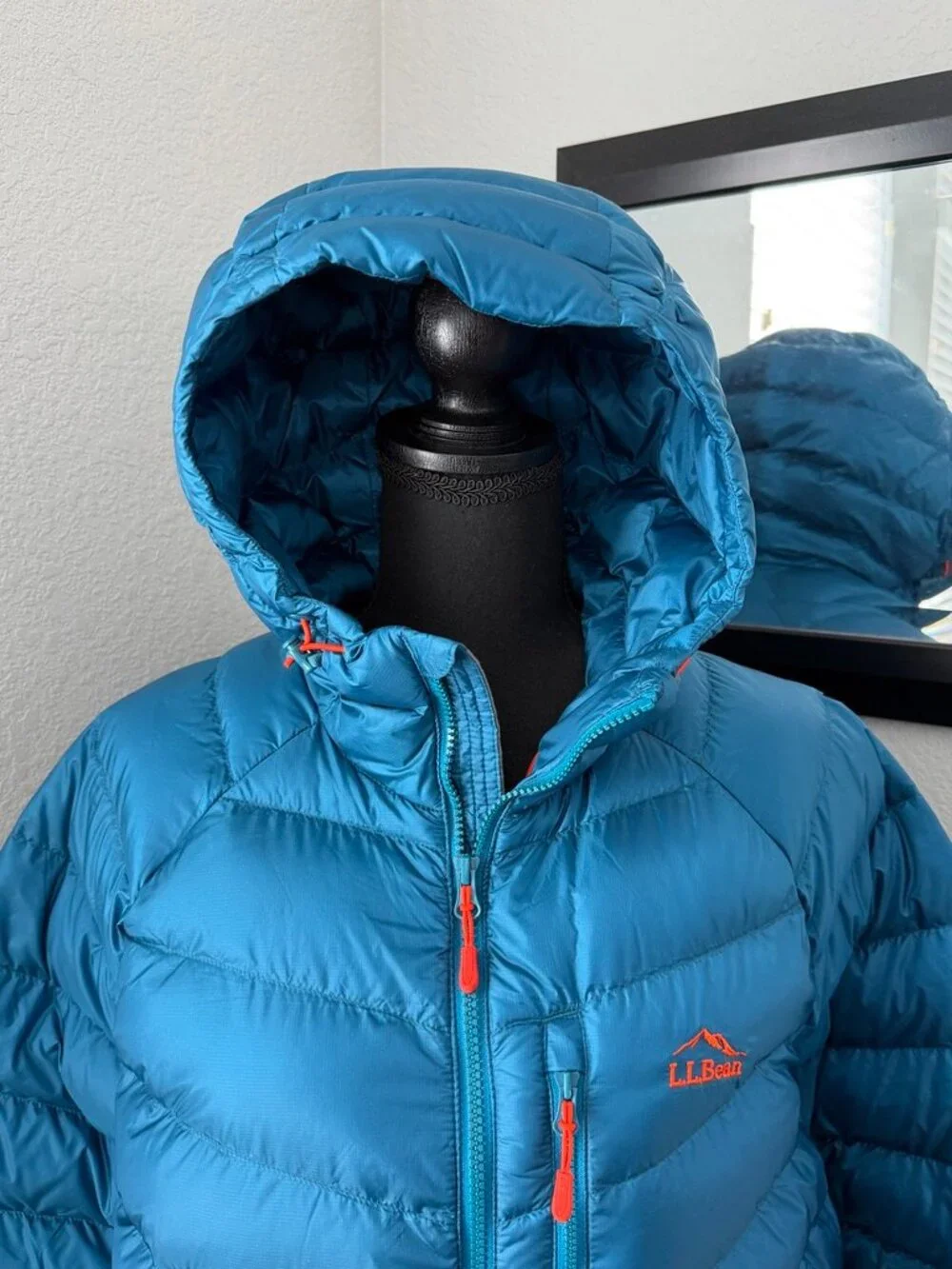 NWT LL Bean Ultralight 850 Down Hooded Women's XL Tall Teal Jacket